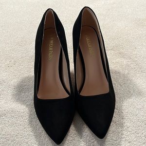 Black suede heels